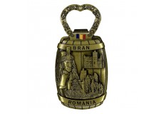 Magnet metalic Bran România (deschizător de sticle) auriu